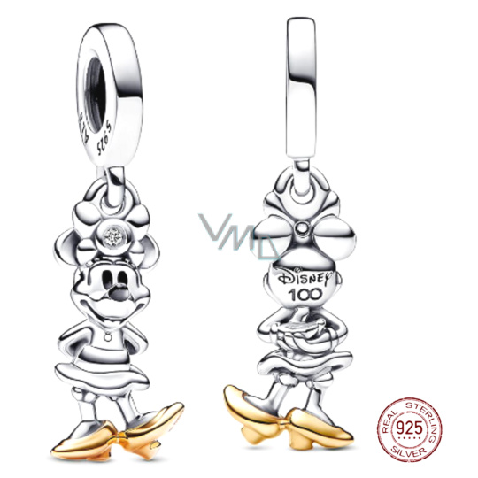 Charm Sterlingové stříbro 925 Disney 100. výročí Minnie Mouse, přívěsek na náramek, film Charm Sterlingové stříbro 925 Disney 100. výročí Minnie Mouse, přívěsek na náramek, film