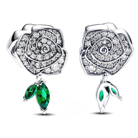 Charm Růže v květu, korálek na náramek květina