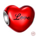 Charm Sterlingové stříbro 925 Červené srdce s nápisem Love, korálek na náramek láska