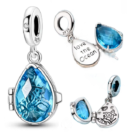 Charm Love the Ocean – kapka moře, svoboda a ochrana, přívěsek na náramek moře