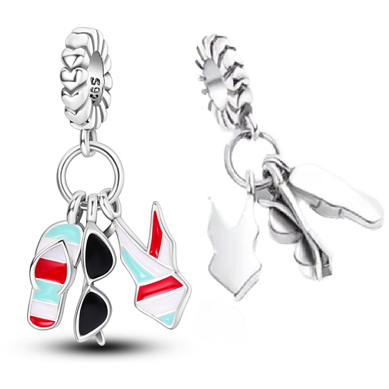 přívěsek  Chic style - Letní zábava, brýle, plavky, žabky, 3v1 ze stříbra