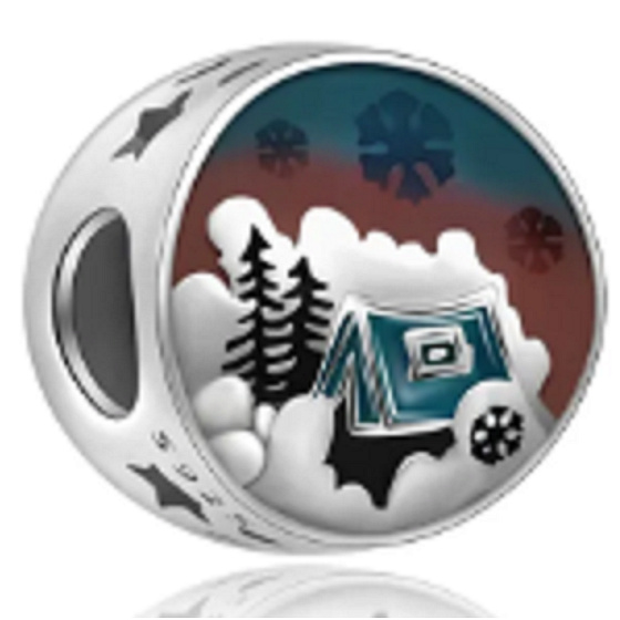 Charm Zasněžená kouzelná země, korálek na náramek Vánoce