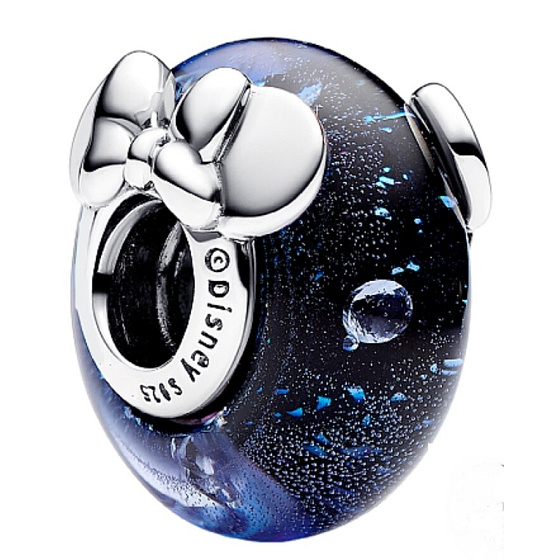 Charm Disney Mickey Mouse a Minnie Mouse z modrého Murano skla, korálek na náramek film