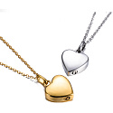 Pamětní, pietní urnový přívěsek, Srdce lesklé zlaté, voděodolné, nerezová ocel 19 x 29 mm + řetízek 50 cm