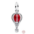 Charm Sterlingové stříbro 925 Horkovzdušný balón Murano červené, přívěsek na náramek cestování