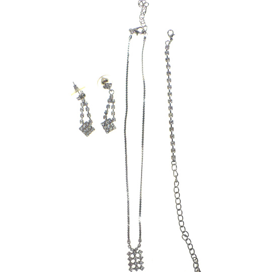 Náhrdelník stříbrný s kamínky 35 cm + náramek 11 cm + náušnice 1 pár