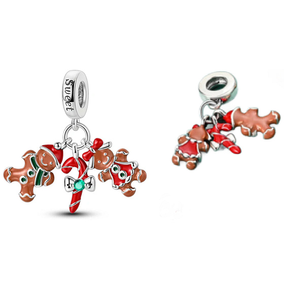 Charm Vánoční perníčky 3v1, přívěsek na náramek Vánoce