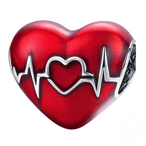 Charm Červené srdce tlukot srdce, korálek na náramek láska