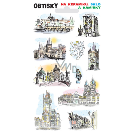 Arkusze naklejki na szkło, ceramikę i kamyki - Hradčany, 9,5 x 17 cm