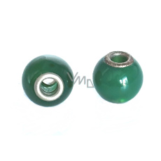 Chalcedon zelený korálek přírodní kámen, kámen lásky a radosti