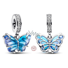 Zawieszka ze srebra próby 925 Motyl z Murano, charms do bransoletki Zawieszka ze srebra próby 925 Motyl z Murano, charms do bransoletki