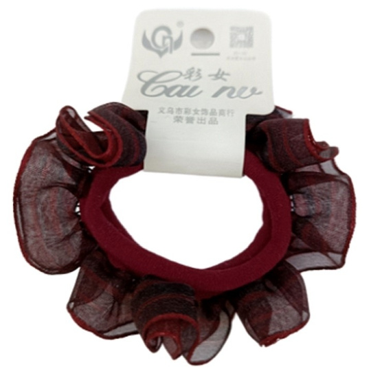 Gumička látková do vlasů velká vínová 1 kus