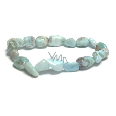 Larimar Troml náramek elastický přírodní kámen vyrobený z lesklých a zaoblených kamenů 8-12 mm / 16 - 17 cm, kámen bájné Atlantidy