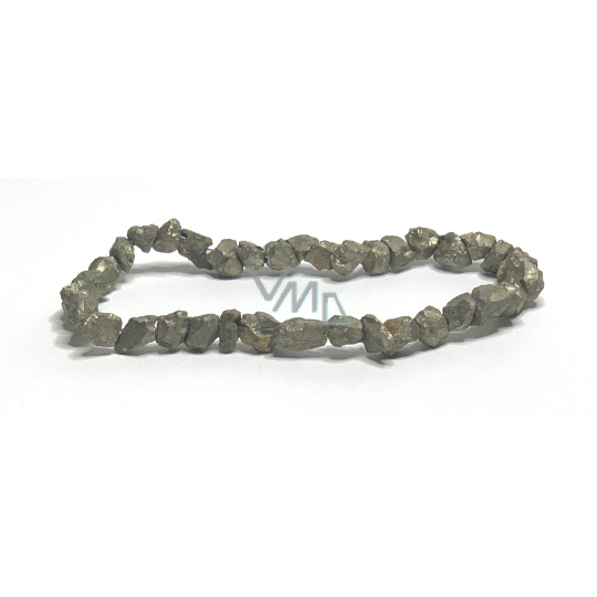 Pyrit náramek elastický přírodní kámen vyrobený z kamenů 4 mm / 16 - 17 cm, mistr sebevědomí a hojnosti