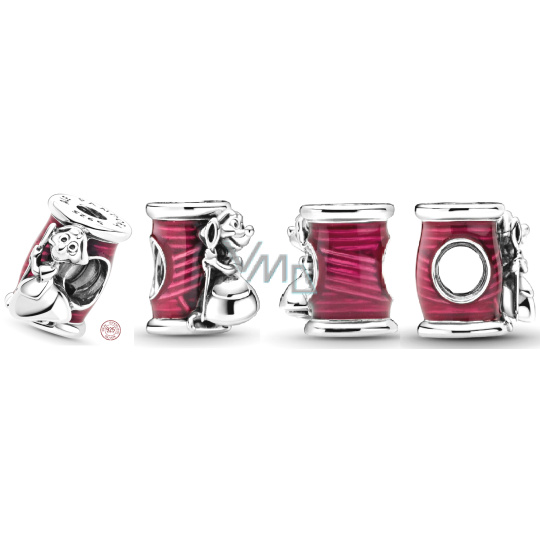 Charm Sterlingové stříbro 925 Disney Popelka - myška Suzy s jehlou a špulkou nití, korálek na náramek film Charm Sterlingové stříbro 925 Disney Popelka - myška Suzy s jehlou a špulkou nití, korálek na náramek film