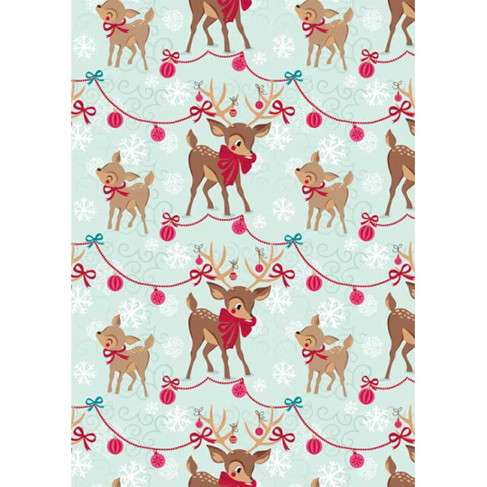 Ditipo Dárkový balicí papír 70 x 200 cm Vánoční světle zelený Srnky 2013912