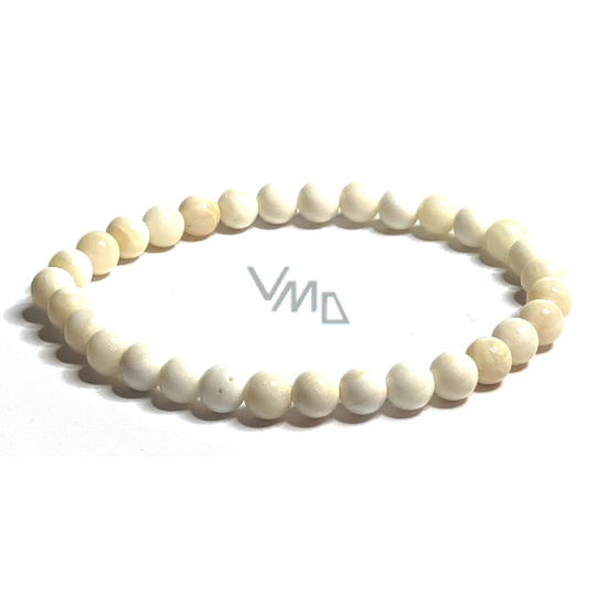 Slonovina náramek elastický z přírodní slonové kosti, kulička 6 mm / 16 - 17 cm