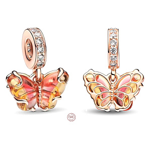 Charm Svoboda jako motýl z muranského skla, přívěsek na náramek zvíře