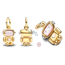 Charm Sterlingové stříbro 925 Robot s otáčivým obličejem, přívěsek na náramek přátelství