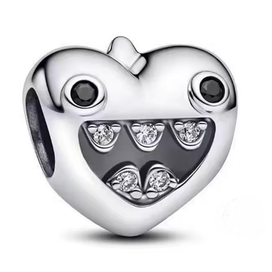 Zamilovaný šibal s rošťáckým úsměvem srdce, stříbrný 925 přívěsek na náramek