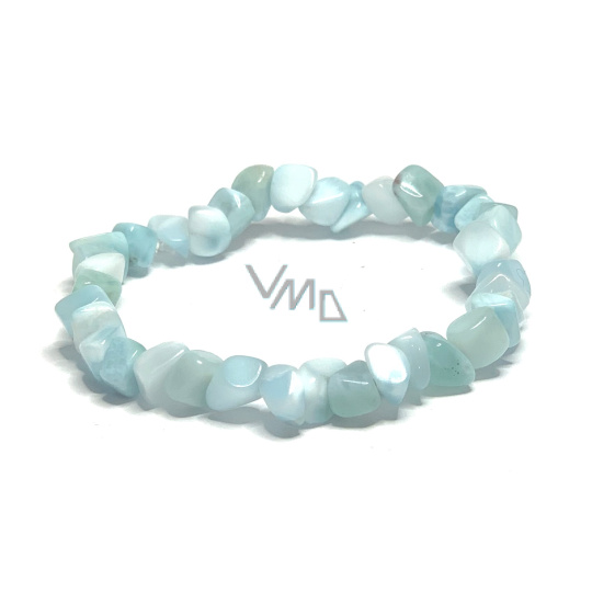 Larimar Troml náramek elastický přírodní kámen vyrobený z lesklých a zaoblených kamenů 3 - 5 mm / 16 - 17 cm, kámen bájné Atlantidy