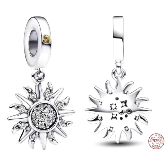 Zawieszka Srebro Sterlingowe 925 Słoneczny Charm, Zawieszka do Bransoletki Kosmos