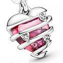 Charm Růžové srdce z Murano skla, přívěsek na náramek láska