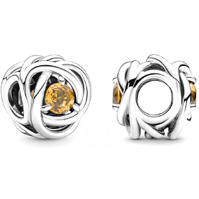 Charm Nekonečný kruh věčnosti listopad, znamení zvěrokruhu, medově žlutý korálek na náramek