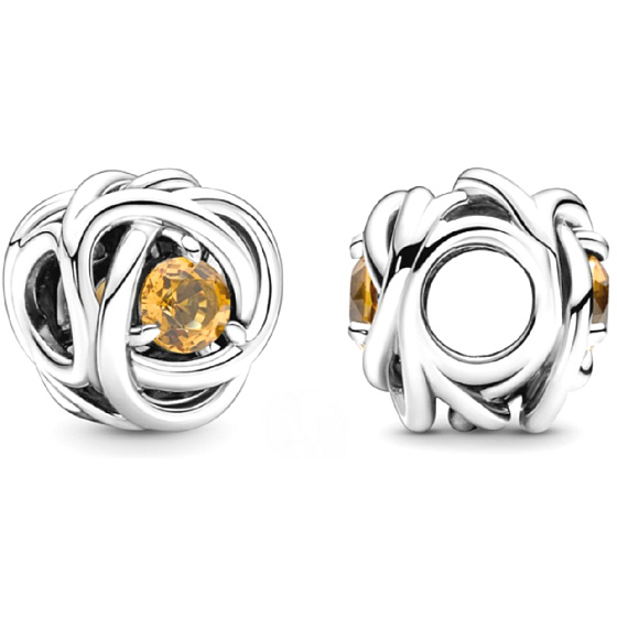 Charm Nekonečný kruh věčnosti listopad, znamení zvěrokruhu, medově žlutý korálek na náramek