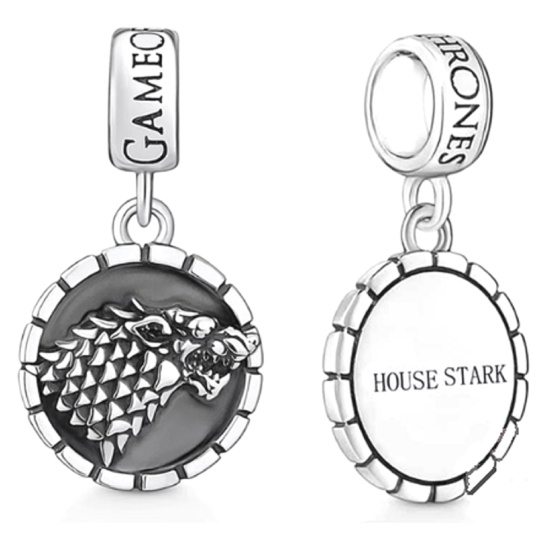 Charm Hra o trůny, Stark erb šedý zlovlk na bílém poli, přívěsek na náramek, film