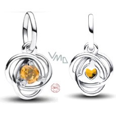 Charm Sterlingové stříbro 925 Žlutý kruh věčnosti listopad, přívěsek na náramek symbol Charm Sterlingové stříbro 925 Žlutý kruh věčnosti listopad, přívěsek na náramek symbol