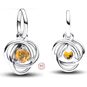 Charm Kruh věčnosti Žlutý, listopad, přívěsek na náramek symbol