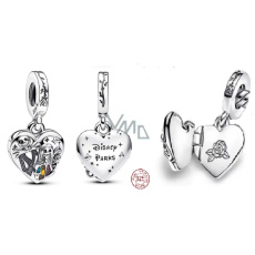 Charm Sterlingové stříbro 925 Tim Burton, Noční můra před Vánoci, Sally a Jack medailon, přívěsek na náramek film