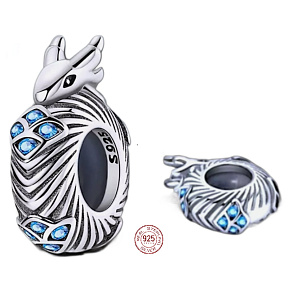 Charm Ledový drak, korálek na náramek zvíře