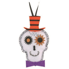 Lebka z filcu na zavěšení 8 cm Lebka z filcu na zavěšení 8 cm