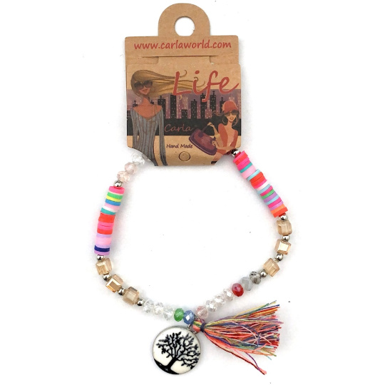 Albi Šperk náramek z korálků Strom symbol vzájemné propojenosti všeho s vesmírem, Střapec ochrana, energie 1 kus různé barvy