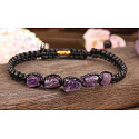 Ametyst surový náramek přírodní kámen, ručně pletený, nastavitelná velikost, kámen králů a biskupů
