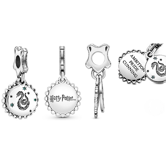 Charm Harry Potter - Zmijozel + zirkon, 2v1 přívěsek na náramek, film