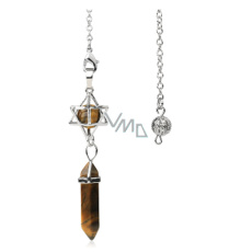 Tygří oko Merkaba + kyvadlo, přívěsek přírodní kámen 71 x 8 x 8 mm