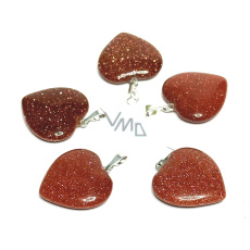 Goldstone zlatý Srdce přívěsek 20 mm, kámen ambicí Goldstone zlatý Srdce přívěsek 20 mm, kámen ambicí