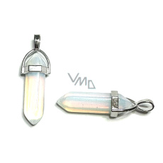 Opalit kyvadlo šestihran přívěsek syntetický kámen 41 x 13 mm, kámen přání a naděje