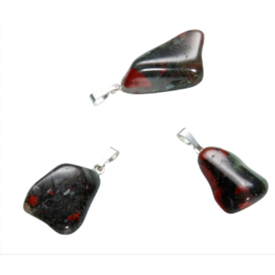 Heliotrop / Bloodstone Troml přívěsek přírodní kámen, M cca 3 cm, 1 kus, kámen odvahy