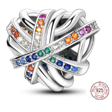 Charm Sterlingové stříbro 925 Omotané srdce, korálek na náramek láska Charm Sterlingové stříbro 925 Omotané srdce, korálek na náramek láska