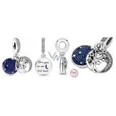 Charm Sterlingové stříbro 925 Galaxie a strom 2v1, přívěsek na náramek láska