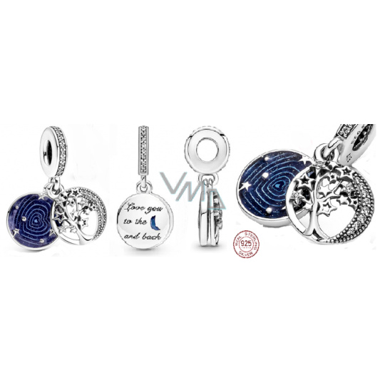 Charm Sterlingové stříbro 925 Galaxie a strom 2v1, přívěsek na náramek láska Charm Sterlingové stříbro 925 Galaxie a strom 2v1, přívěsek na náramek láska
