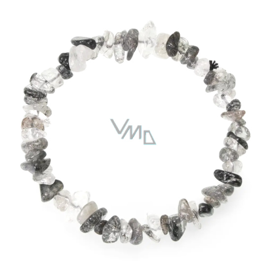 Křišťál s Turmalínem náramek elastický sekaný přírodní kámen 19 cm, kámen kamenů Křišťál s Turmalínem náramek elastický sekaný přírodní kámen 19 cm, kámen kamenů