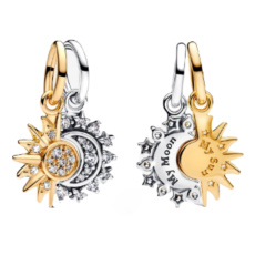 Charm Slunce a Měsíc, přívěsek na náramek vesmír
