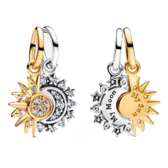 Charm Slunce a Měsíc, přívěsek na náramek vesmír