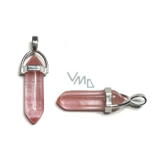 Křišťál růžový Kyvadlo šestihran přívěsek přírodní kámen 41 x 13 mm, kámen kamenů