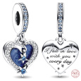 Charm Sterlingové stříbro 925 Srdce a nebeská padající hvězda 2v1, přívěsek na náramek láska